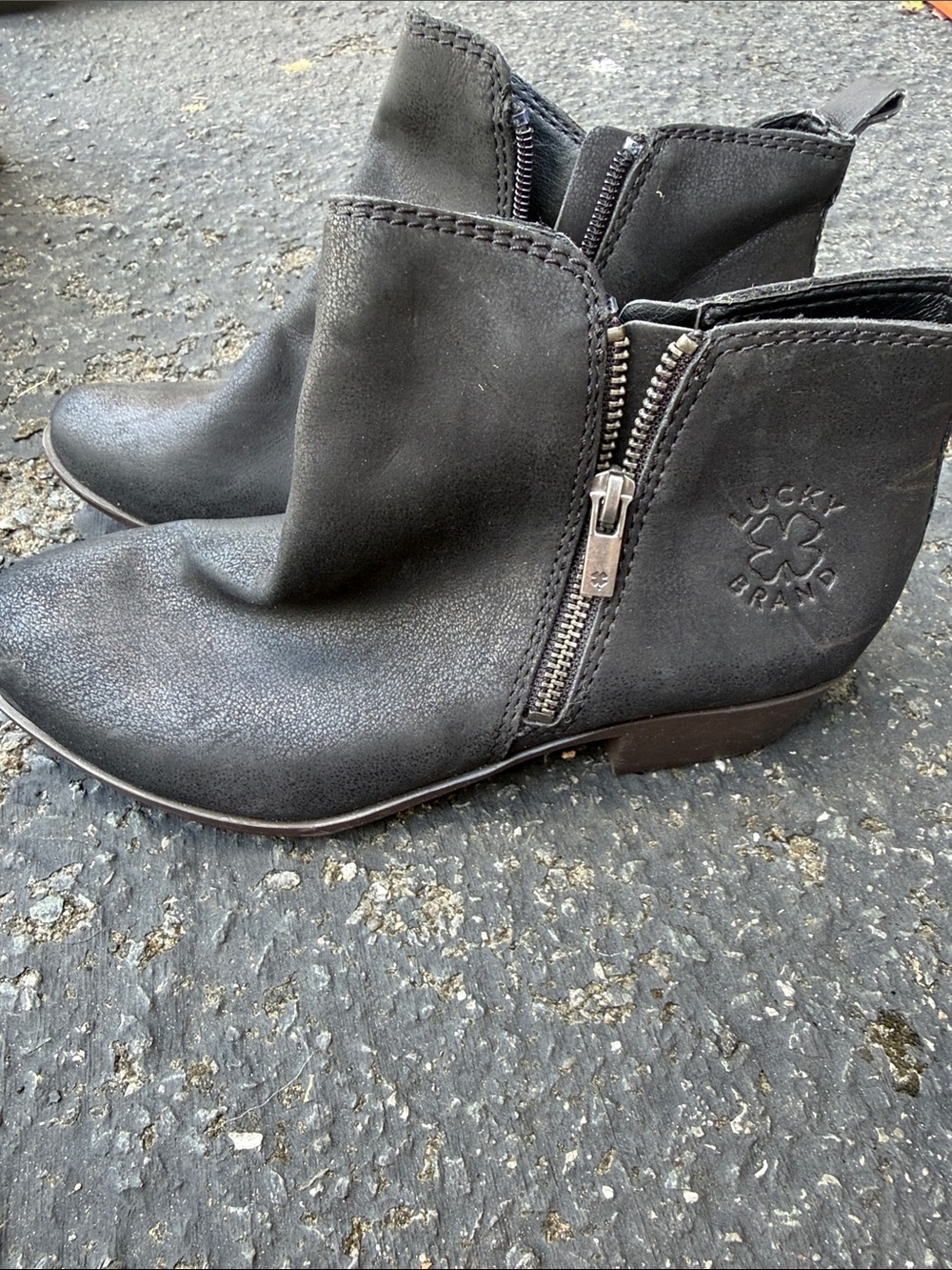 Lucky Brand Black Side-Zip Ankle Boots - Picture 3 of 5